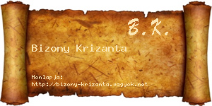 Bizony Krizanta névjegykártya
